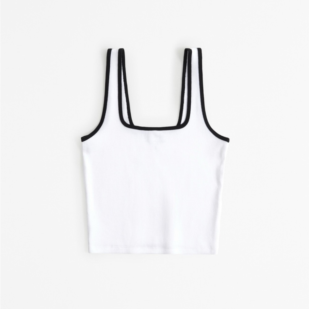 Cropped squareneck ribbed top